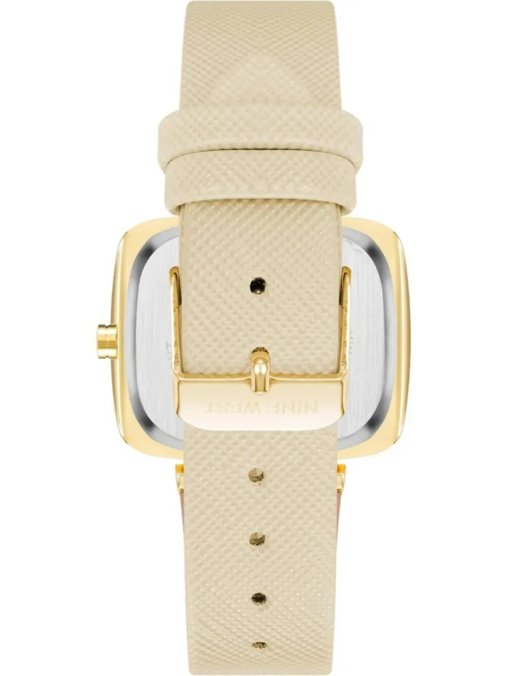 Nine West Women's Beige Analog Japanese Quartz Strap Rectangular Bracelet Watch